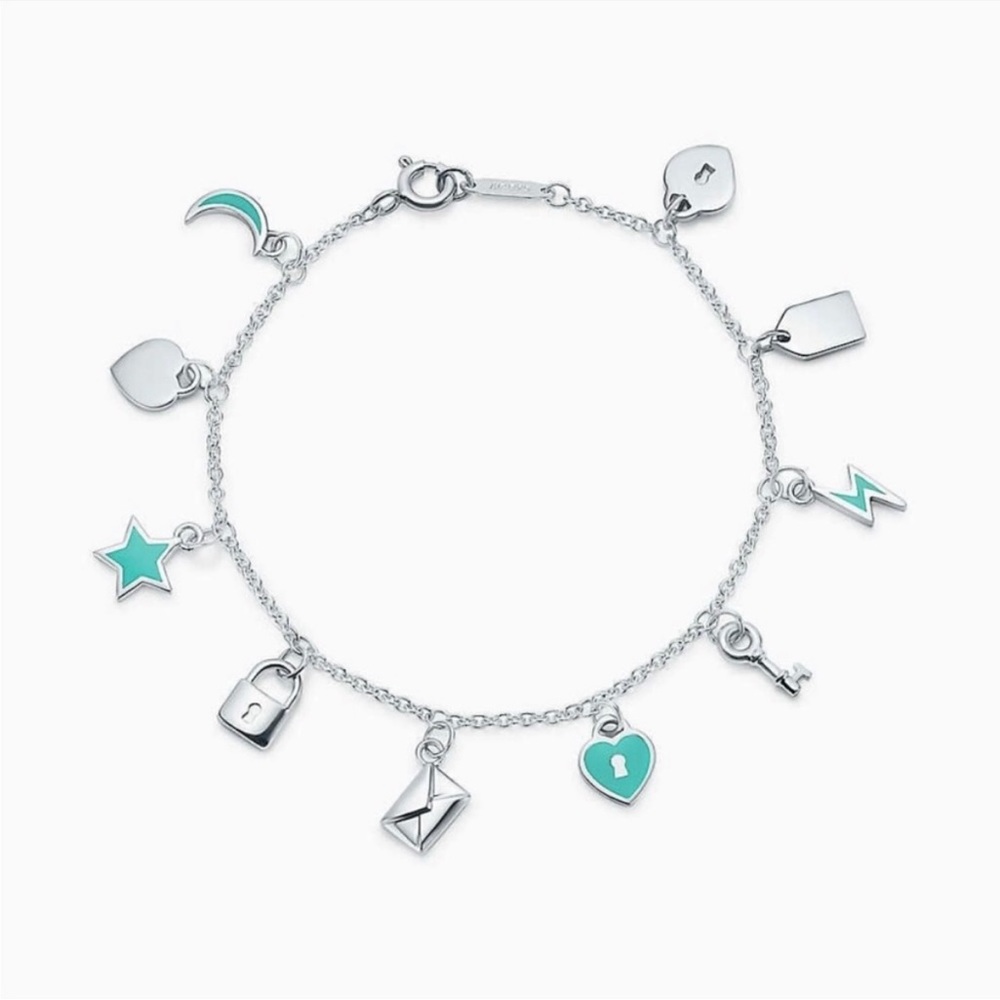 Tiffany Love Notes Bracelet Tiffany Blue Enamel silver charm bracelet